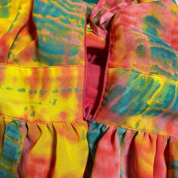 #0158 Dimri Fully Lined Banded Waist Twisted Strap Maxi w/ side Zip. Tie dye-S - Picture 11 of 13